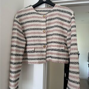 H&M Pink and Black Striped Women's Blazer